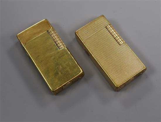 Two Dunhill gold plated Rollaas lighters